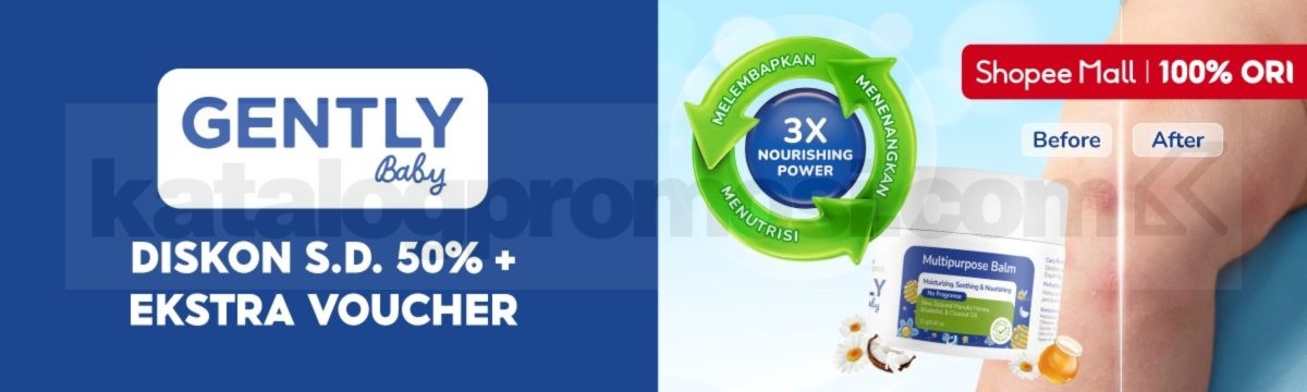 Promo GENTLY Baby Diskon hingga 50% + Voucher Promo GENTLY Baby diskon hingga 50% dan voucher di Shopee