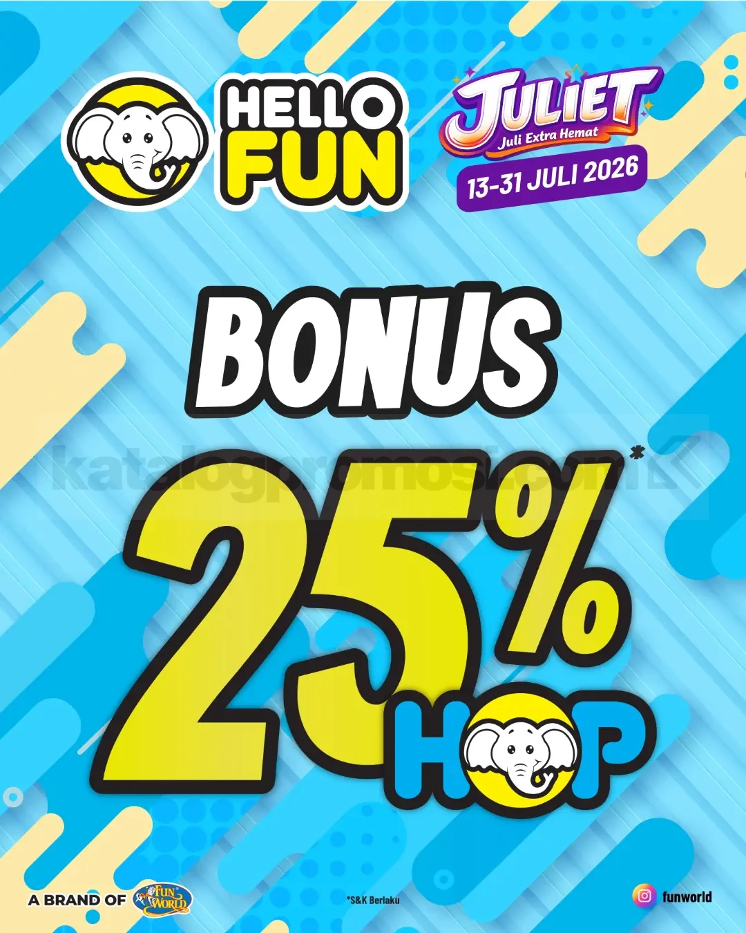 Promo Hello Fun JULIET Bonus 25% Hop Promo Hello Fun JULIET Bonus 25% Hop untuk tambahan saldo bermain lebih seru