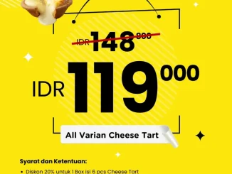 Promo Hokkaido Baked Cheese Tart All Varian Cheese Tart Rp. 119.000 untuk 1 box isi 6 pcs di Botani Square