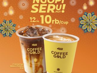 Promo Indomaret Coffee Gold Ngopi Seruput Rp. 10.000 untuk Caramel Macchiato Ice dan Cappuccino Hot