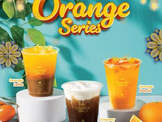 Promo Indomaret Coffee Gold Orange Series Rp. 13.000 varian Creamy Black Orange, Orange Latte, dan Orange Punch.
