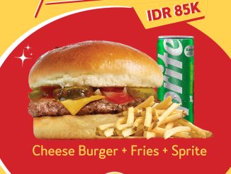 Promo Johnny Rockets Cheese Burger Combo Rp. 85.000 berisi burger, fries dan sprite di Bali