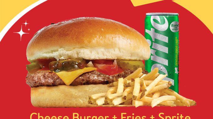 Promo Johnny Rockets Cheese Burger Combo Rp. 85.000 berisi burger, fries dan sprite di Bali