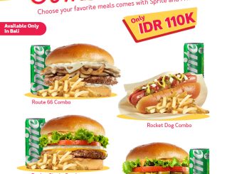 Promo Johnny Rockets Sprite Combo Deals mulai Rp. 110.000 paket burger atau hot dog dengan fries dan Sprite di Bali