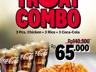 Promo KFC ShopeeFood Triple Treat Combo Rp. 65.000 dapat 3 Chicken, 3 Rice, dan 3 Coca Cola