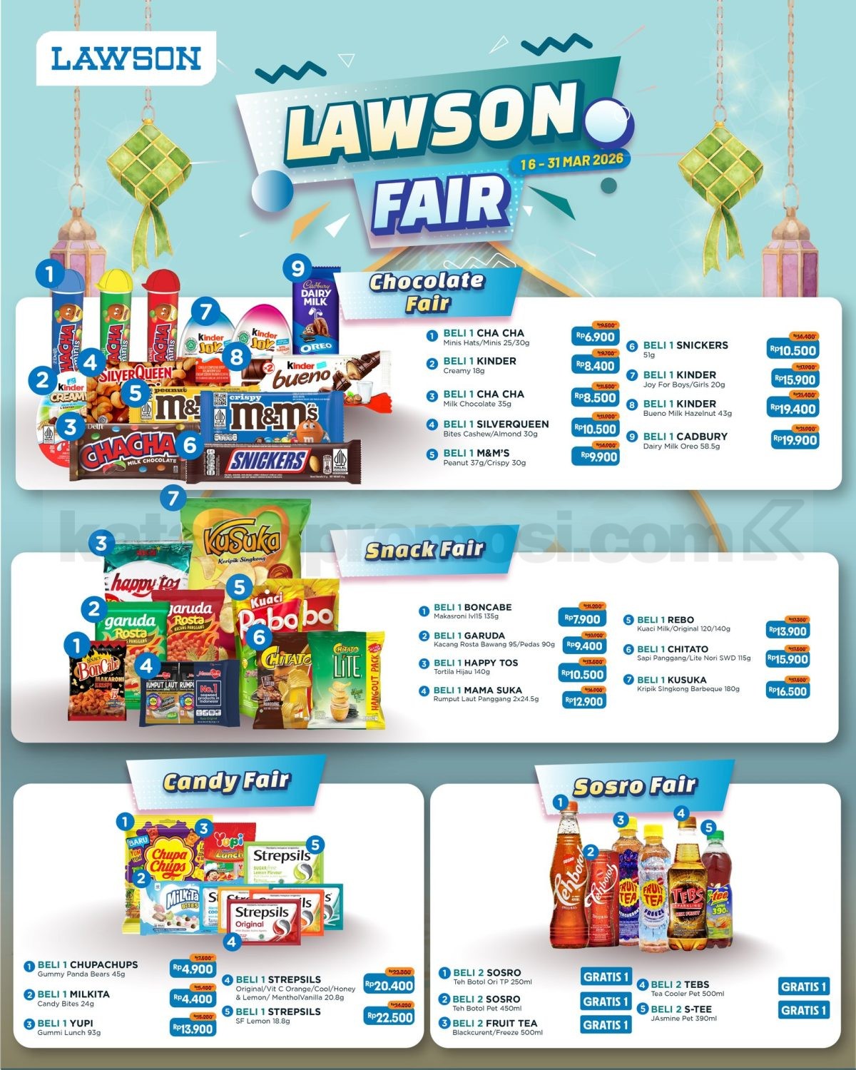Promo Lawson Fair Harga Spesial mulai Rp. 2.700 Promo Lawson Fair Harga Spesial mulai Rp. 2.700 pilihan snack cokelat minuman dan produk kesehatan