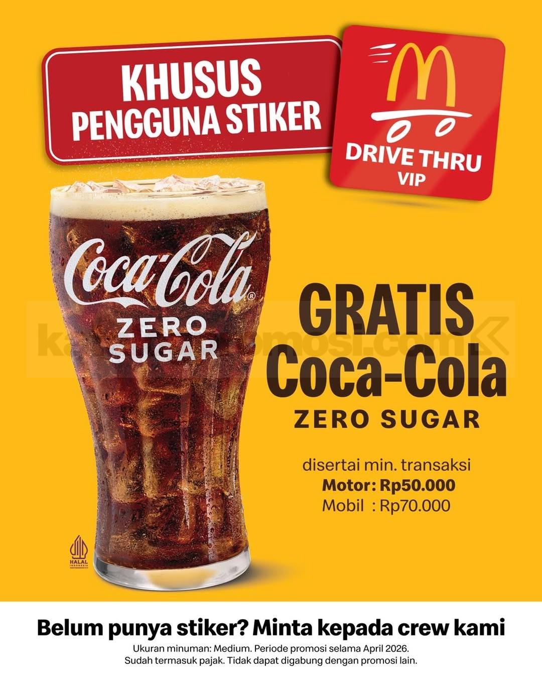 Promo McDonalds Drive Thru VIP Gratis Coca Cola Zero Sugar Promo McDonalds Drive Thru VIP Gratis Coca Cola Zero Sugar ukuran medium