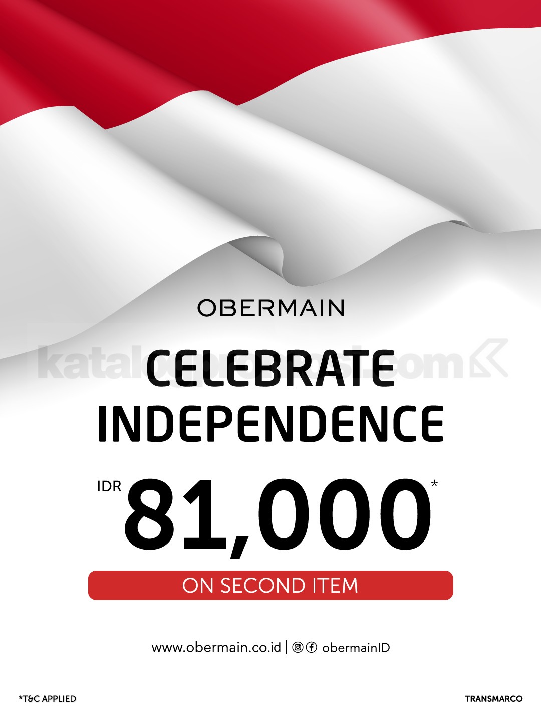 Promo Obermain Merdeka Produk Kedua Cuma Rp81.000 Promo Obermain Merdeka produk kedua cuma Rp81.000 periode 14–17 Agustus 2026.