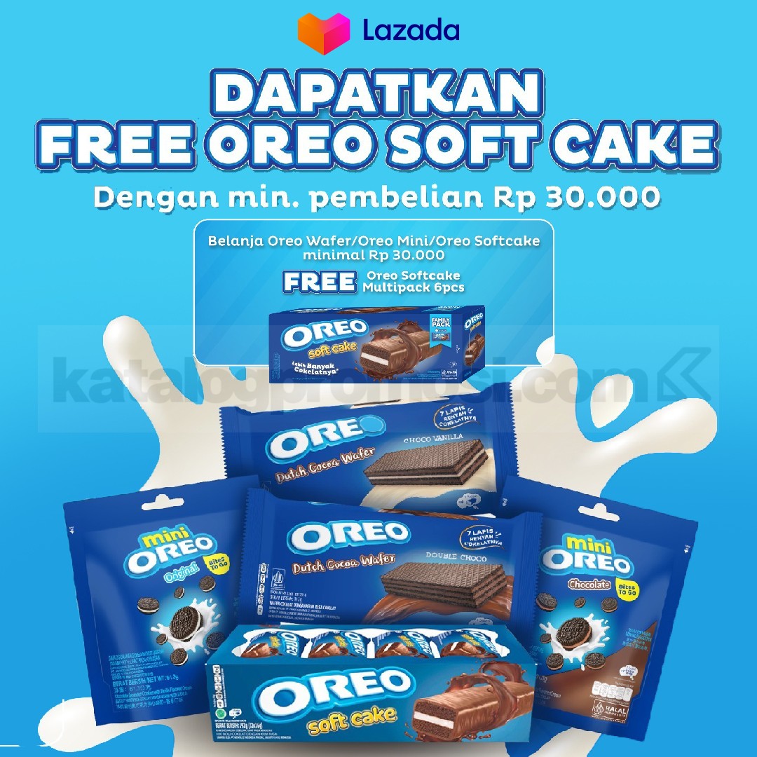 Promo Oreo Lazada Belanja Rp. 30.000 Gratis Soft Cake Promo Oreo Lazada Belanja Rp. 30.000 Gratis Soft Cake dapatkan bonus Soft Cake gratis di Lazada periode 24 Juniβ31 Juli 2026