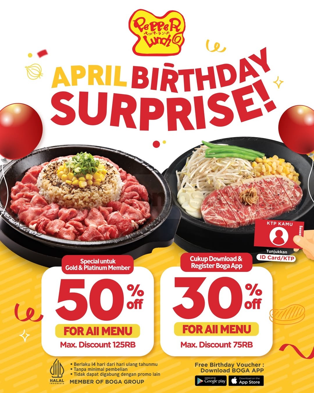 Promo Pepper Lunch April Birthday Surprise Diskon hingga 50% Promo Pepper Lunch April Birthday Surprise Diskon hingga 50% ulang tahun
