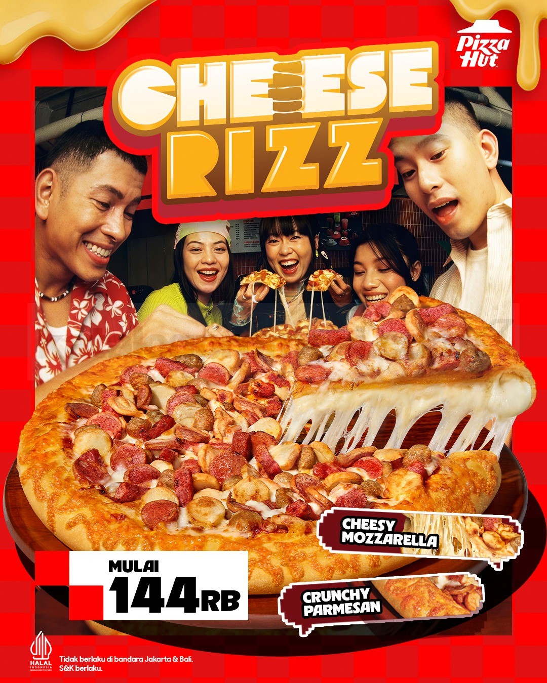Promo Pizza Hut Cheese Rizz mulai Rp. 144.000 Promo Pizza Hut Cheese Rizz mulai Rp. 144.000 pizza keju melimpah