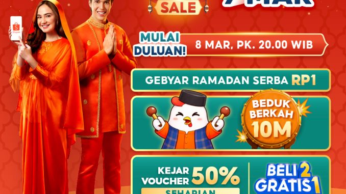Promo Shopee Big Ramadan Sale 9 Mar Serba Rp. 1 dengan voucher diskon 50%