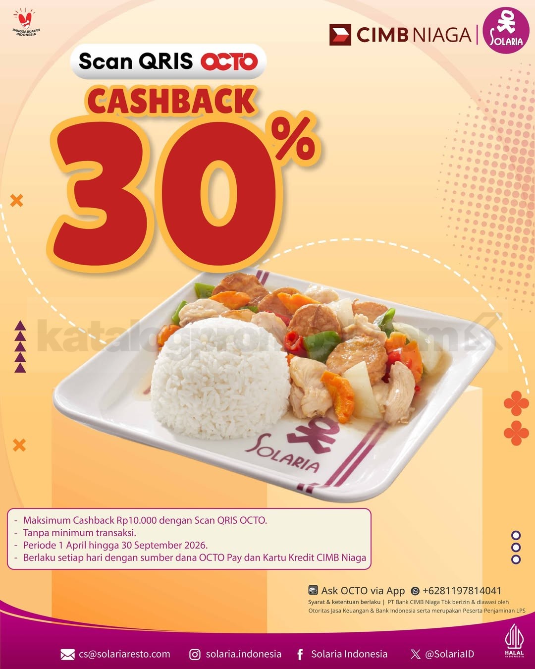 Promo Solaria QRIS OCTO Mobile Cashback 30% Promo Solaria QRIS OCTO Mobile Cashback 30% tanpa minimum transaksi hingga September 2026