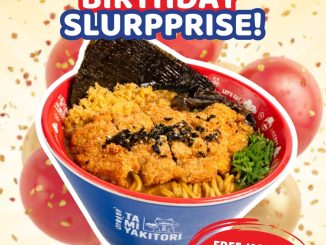 Promo Tami Yakitori Birthday Slurpprise gratis Katsu Curry Ramen ulang tahun April