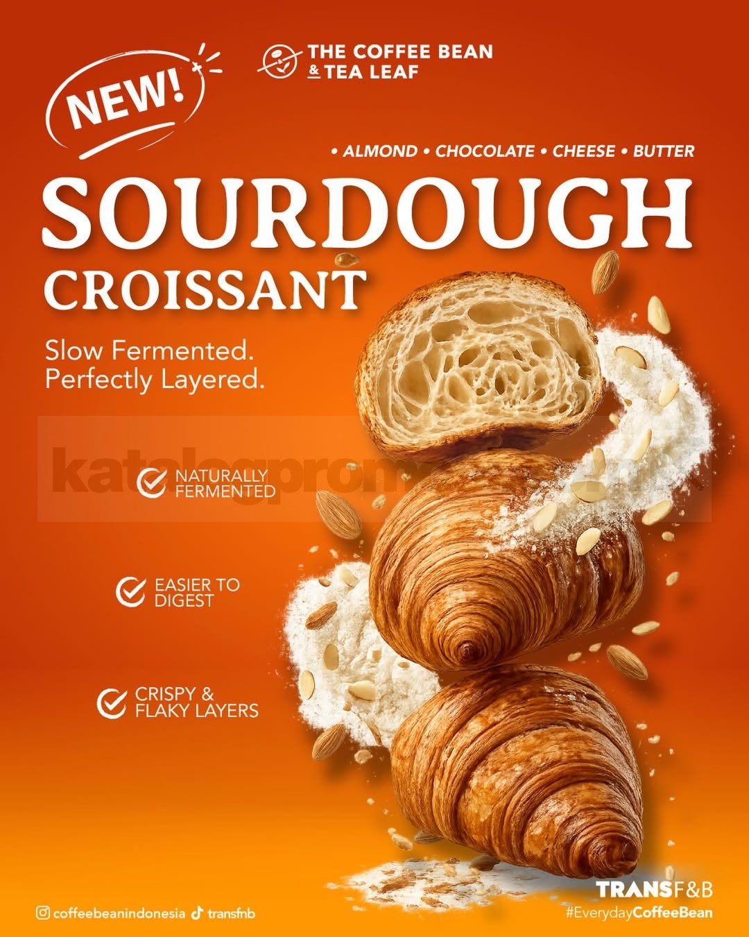 Promo The Coffee Bean NEW! Sourdough Croissant Promo The Coffee Bean NEW! Sourdough Croissant dengan pilihan Almond Chocolate Cheese dan Butter