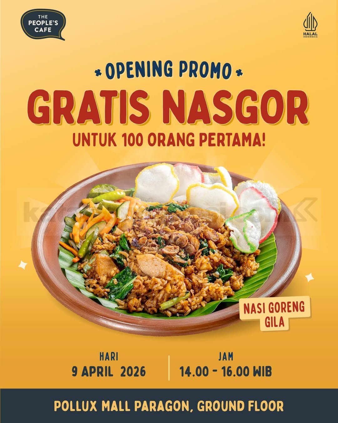 Promo The People’s Cafe Semarang Opening Gratis Nasi Goreng Gila Promo The People’s Cafe Semarang Opening Gratis Nasi Goreng Gila untuk 100 orang pertama