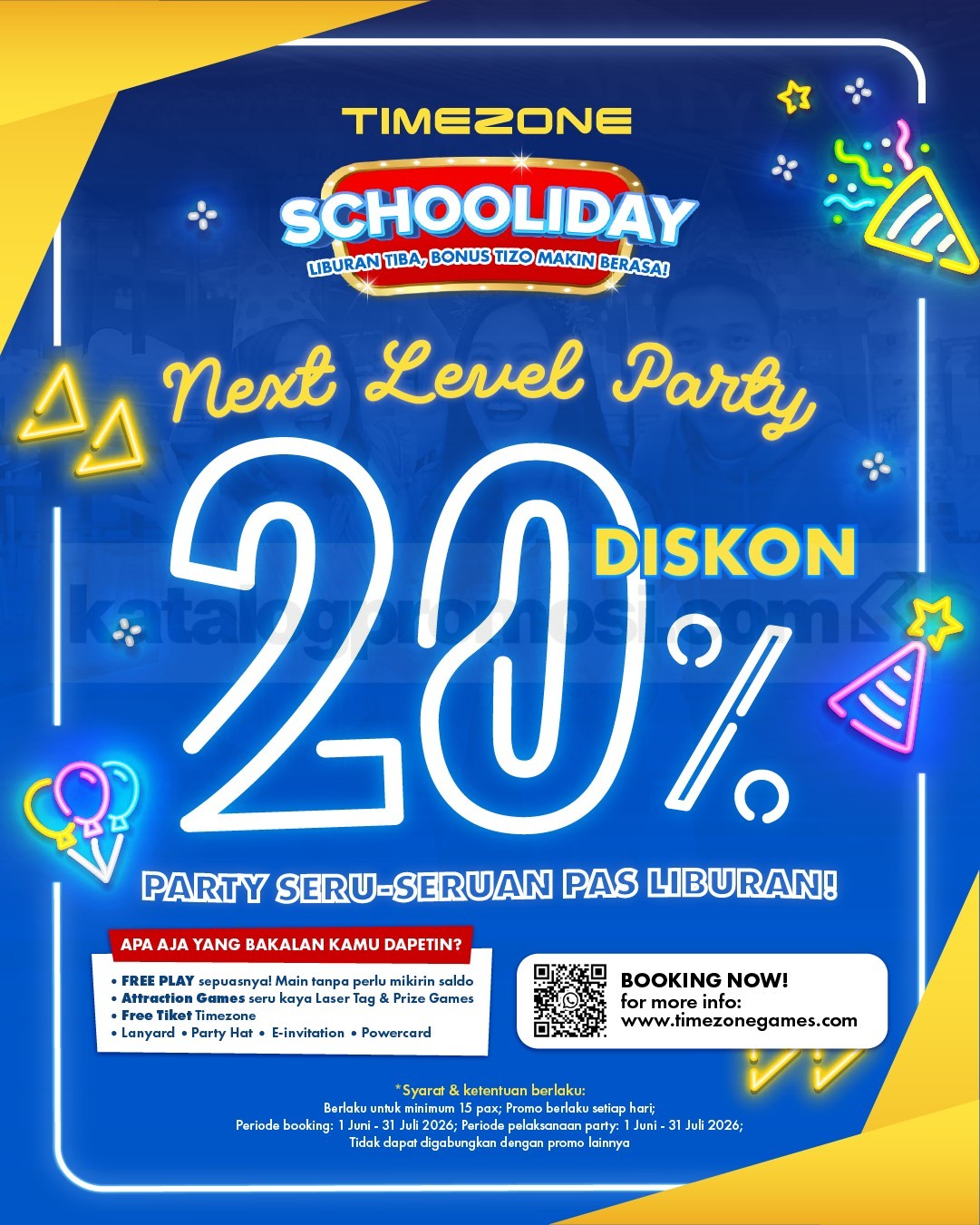Promo Timezone Schooliday Party Diskon 20% Promo Timezone Schooliday Party Diskon 20% birthday dan corporate package hingga Juli 2026