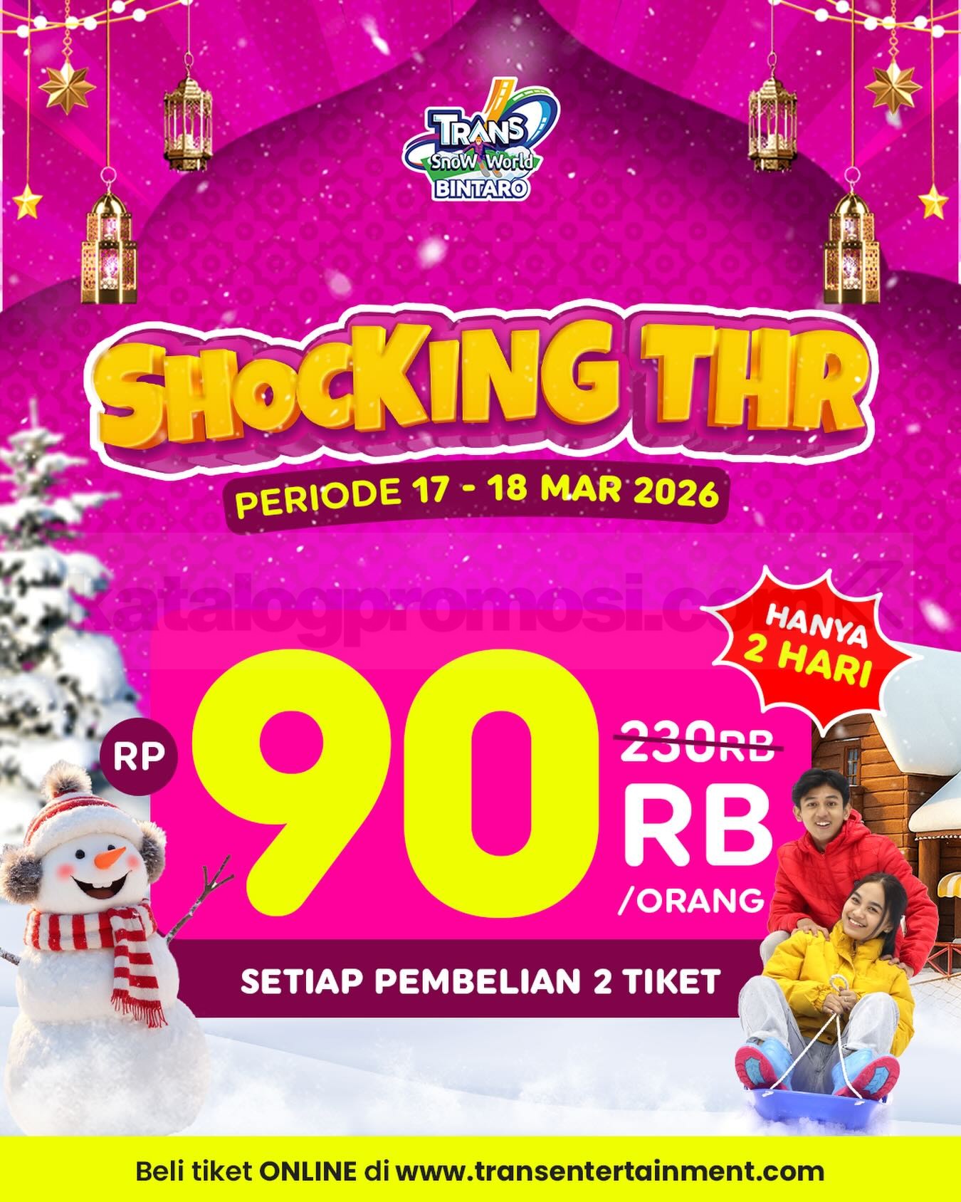 Promo Trans Snow World Bintaro Shocking THR Tiket Rp. 90.000 Promo Trans Snow World Bintaro Shocking THR Tiket Rp. 90.000 termasuk kereta gantung dan sepatu boots