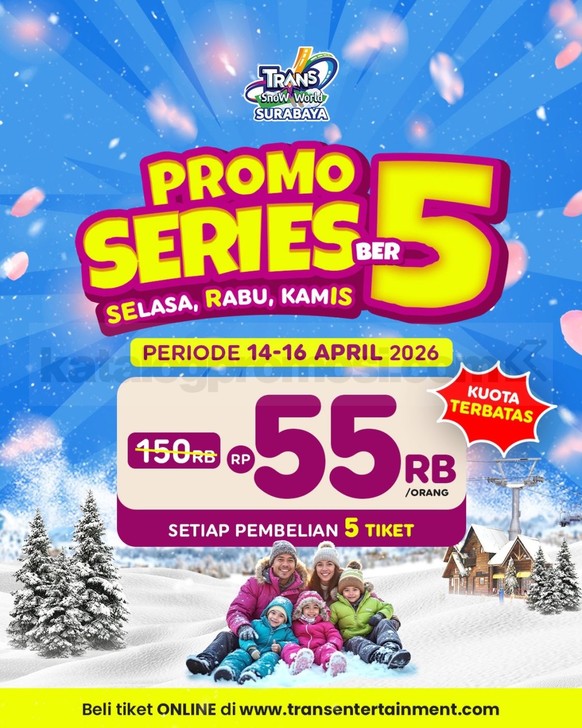 Promo Trans Snow World Surabaya Series Ber-5 Rp. 55.000 Promo Trans Snow World Surabaya Series Ber-5 Rp. 55.000 main salju hemat dengan pembelian 5 tiket