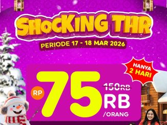 Promo Trans Snow World Surabaya Shocking THR Rp. 75.000 per orang dengan pembelian 2 tiket periode 17–18 Maret 2026