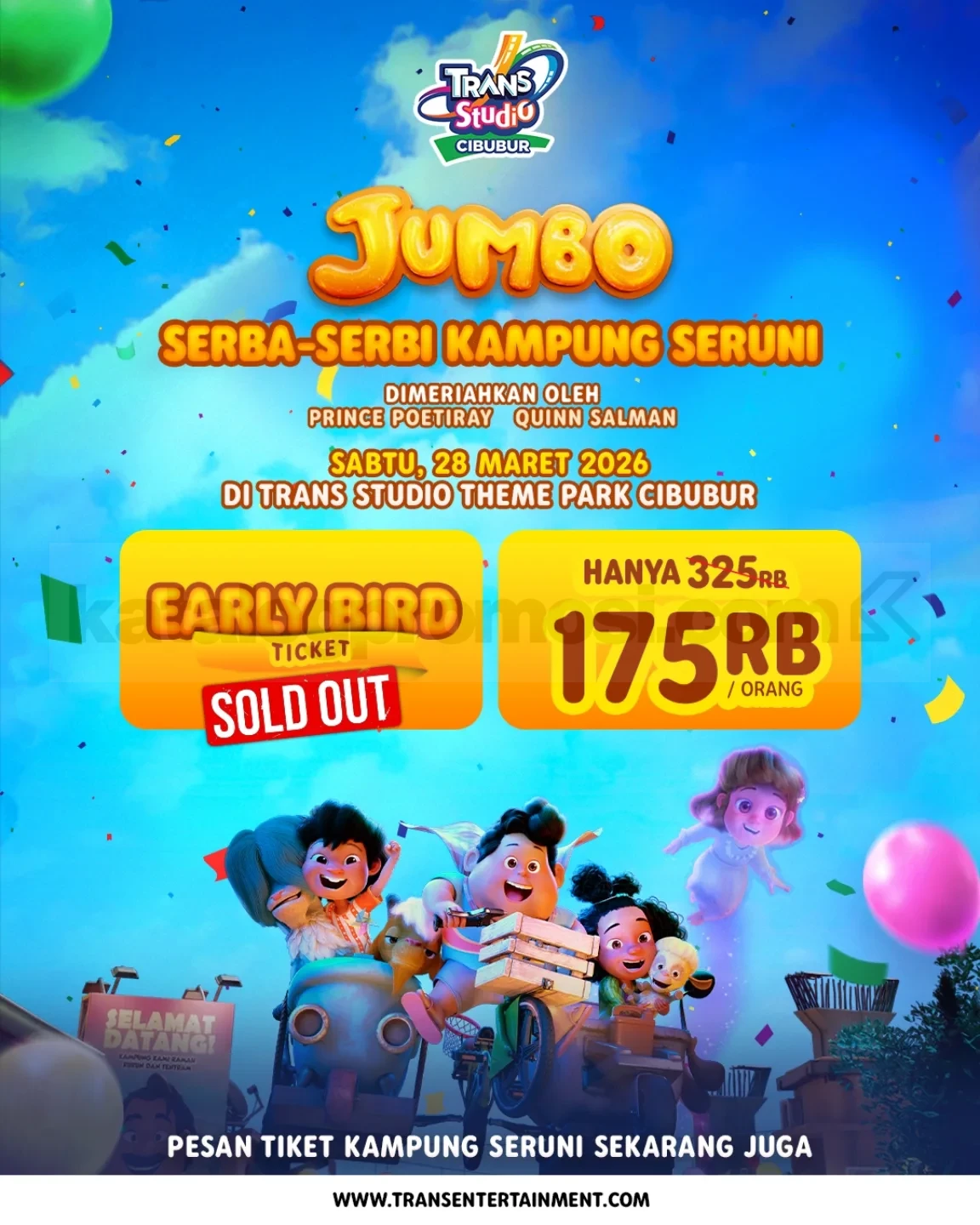 Promo Trans Studio Cibubur Kampung Seruni Tiket Rp.175.000 Promo Trans Studio Cibubur Kampung Seruni Tiket Rp.175.000 event Serba-Serbi Kampung Seruni 28 Maret 2026