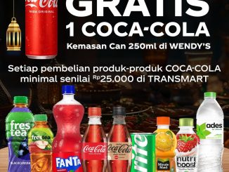 Promo Transmart Gratis Coca-Cola Can di Wendy’s untuk pembelian produk Coca-Cola minimal Rp. 25.000