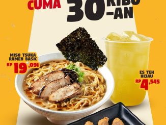 Promo Tsuka Paket Ramen Lengkap Mulai Rp. 34.545 dengan ramen, lumpia udang, dan es teh hijau