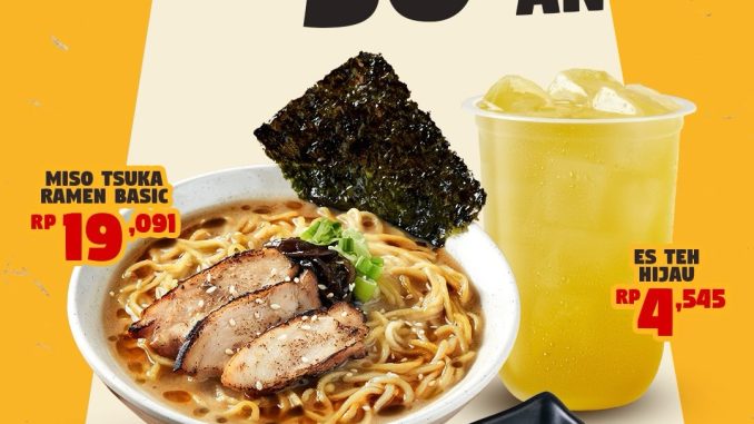 Promo Tsuka Paket Ramen Lengkap Mulai Rp. 34.545 dengan ramen, lumpia udang, dan es teh hijau