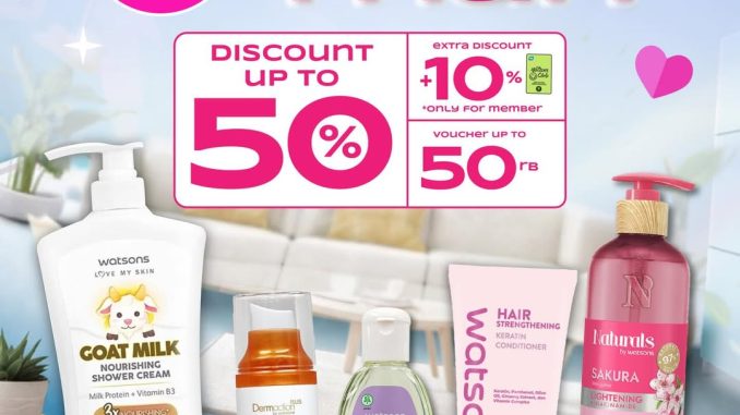 Promo Watsons On Wednesday diskon hingga 50% produk Watsons Brand 1 April 2026