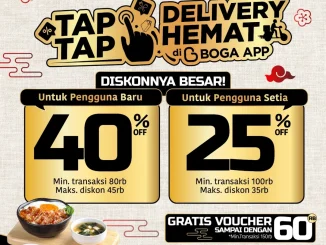 Promo Yakiniku Like Tap Tap Delivery Diskon hingga 40% untuk pengguna baru dan pengguna setia di Boga App