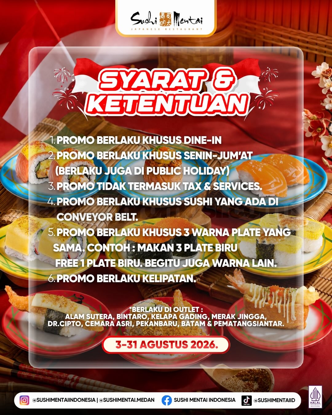Promo Sushi Mentai Buy 3 Gratis 1 Sushi Merdeka Promo Sushi Mentai Buy 3 Gratis 1 Sushi Merdeka 1