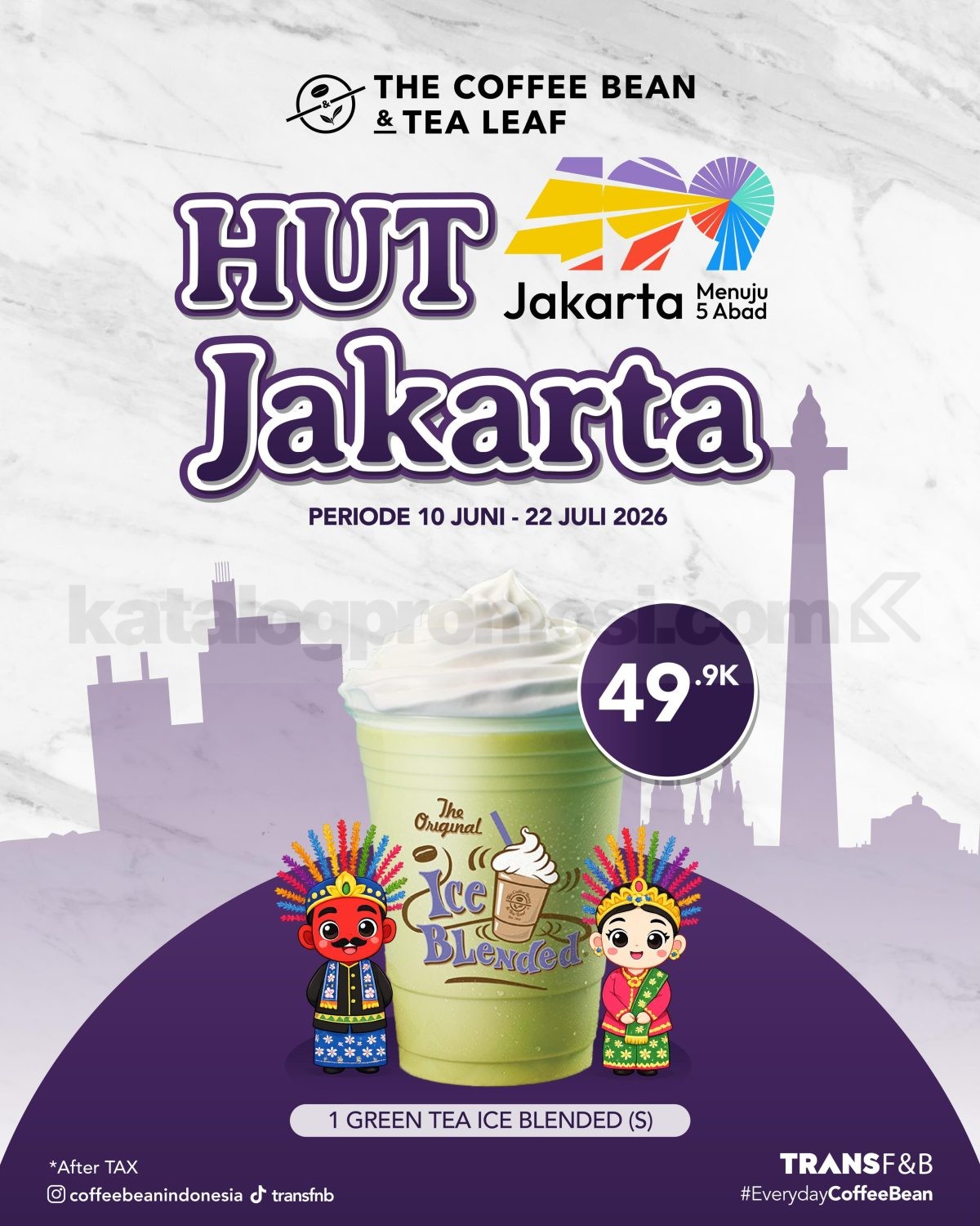 Promo The Coffee Bean HUT JAKARTA Green Tea Ice Blended Cuma Rp. 49.900 Promo The Coffee Bean HUT JAKARTA Green Tea Ice Blended Cuma Rp. 49.900 di outlet DKI Jakarta