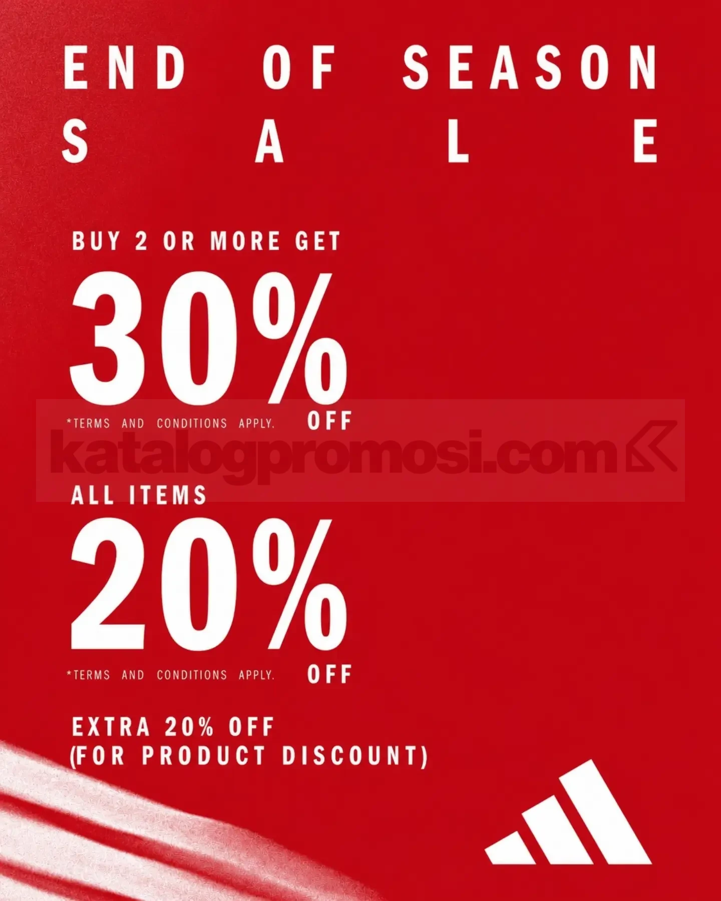 Promo Adidas End of Season Sale Diskon Hingga 30% & Diskon 20% Off Promo Adidas End of Season Sale diskon hingga 30% dan diskon 20% off untuk sneakers apparel dan aksesoris