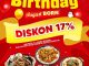 Promo Chir Chir Ulang Tahun di Bulan Agustus Diskon 17% untuk semua menu dengan menunjukkan KTP.