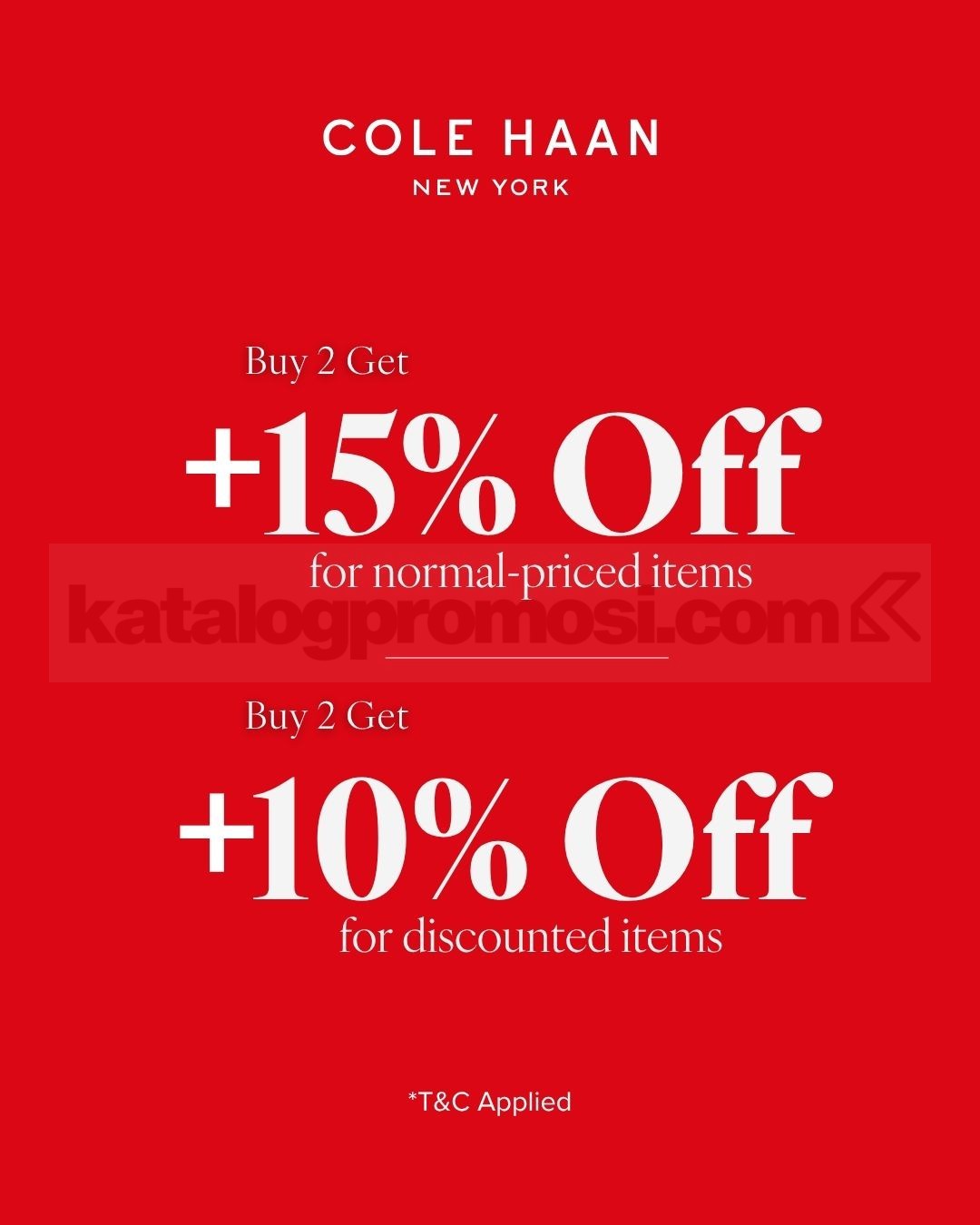 Promo Cole Haan Weekend Deals Diskon Tambahan hingga 15% Promo Cole Haan Weekend Deals diskon tambahan hingga 15% untuk pembelian 2 item.