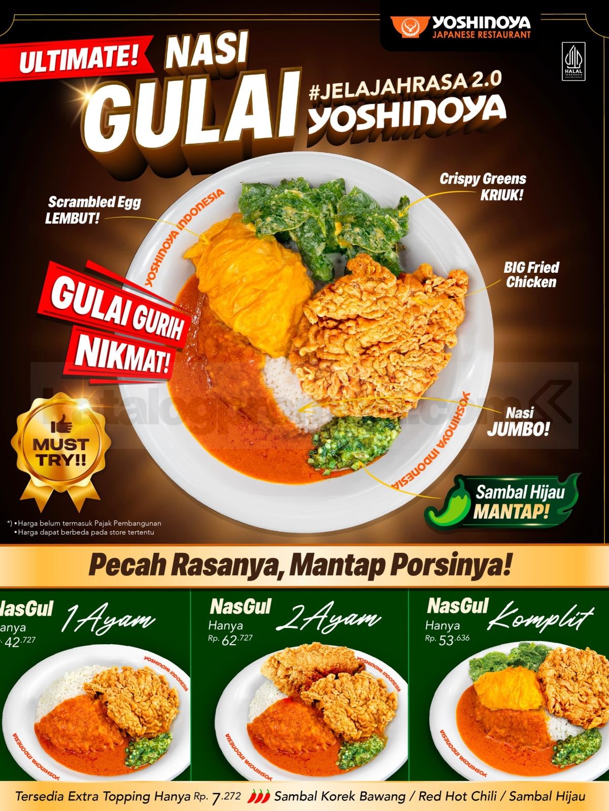 Promo Yoshinoya Nasi Gulai mulai Rp.47.000 Promo Yoshinoya Nasi Gulai mulai Rp.47.000 dengan nasi jumbo dan BIG Fried Chicken