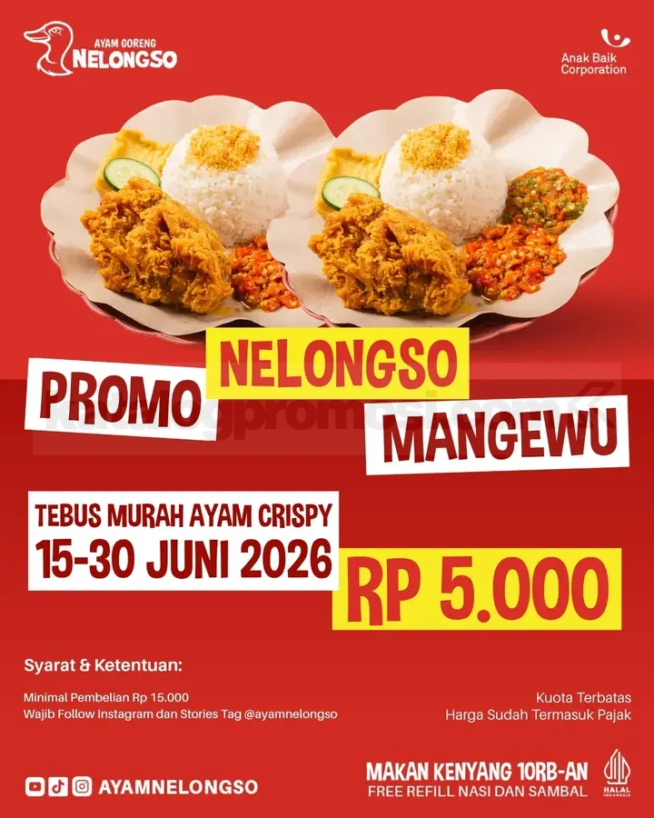 Promo Ayam Goreng Nelongso Tebus Murah Ayam Crispy Rp. 5.000 Promo Ayam Goreng Nelongso Tebus Murah Ayam Crispy Rp. 5.000