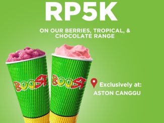 Promo Boost Juice Grand Opening Beli 1 Gratis 1 Rp 5 ribu di Aston Canggu dengan menu segar Berries, Tropical, Chocolate