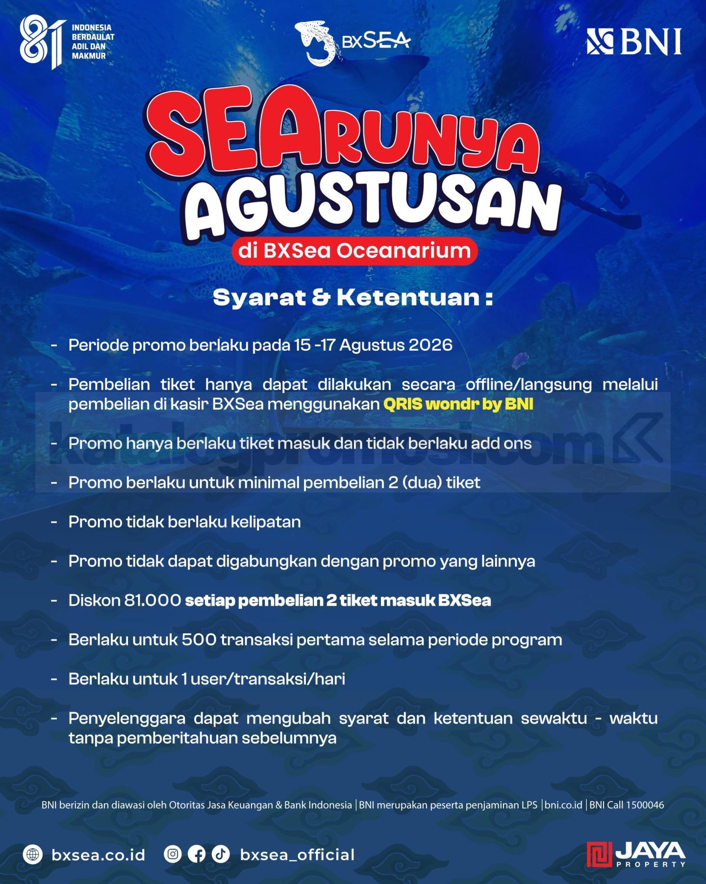 Promo BXSea SEArunya Agustusan 2 Tiket Diskon Rp. 81.000 Promo BXSea SEArunya Agustusan 2 Tiket Diskon Rp. 81.000 1