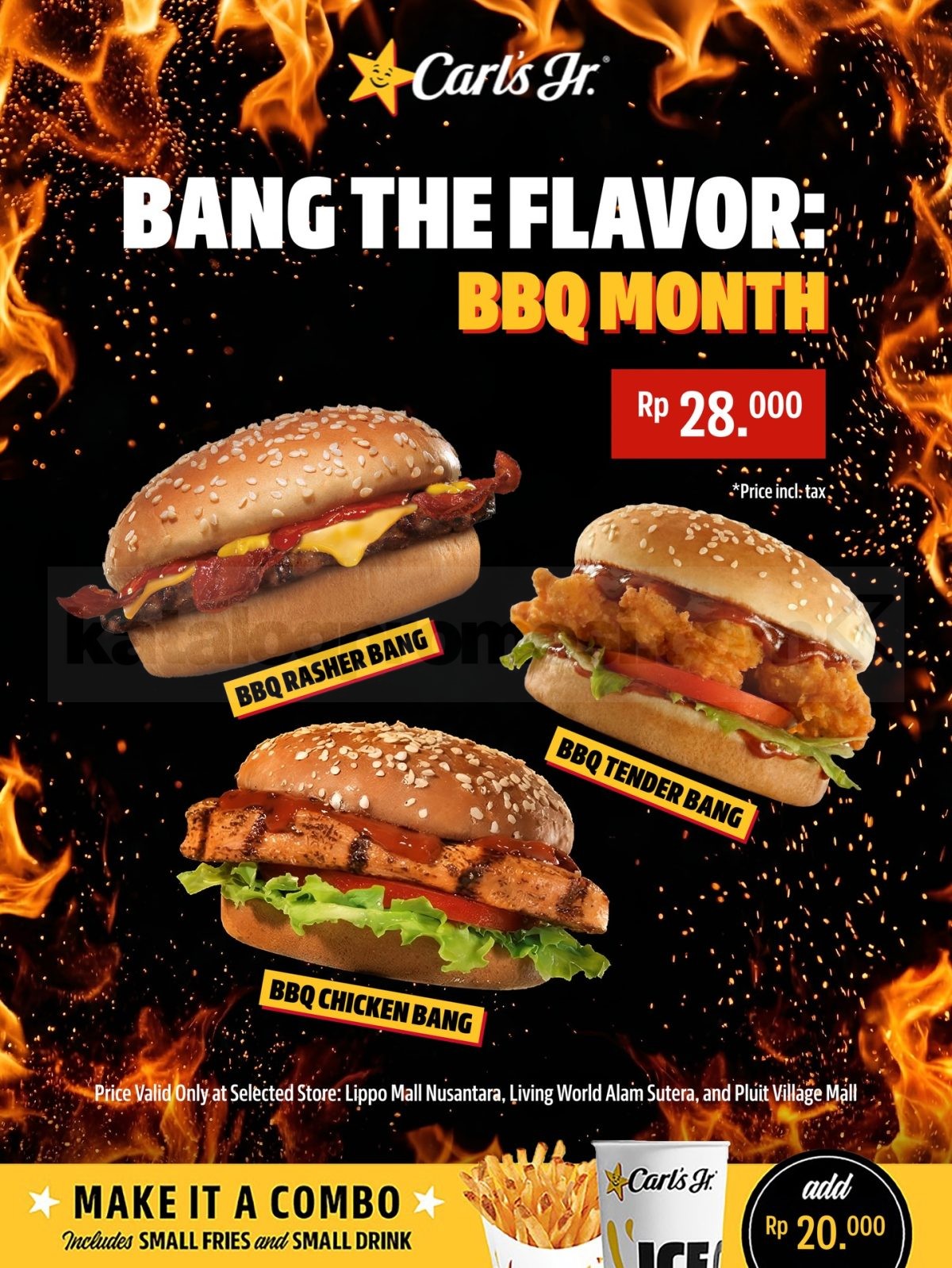 Promo Carl’s Jr BBQ Month Burger mulai Rp. 28.000 Promo Carl’s Jr BBQ Month Burger mulai Rp. 28.000 dengan pilihan BBQ Rasher, Tender, dan Chicken