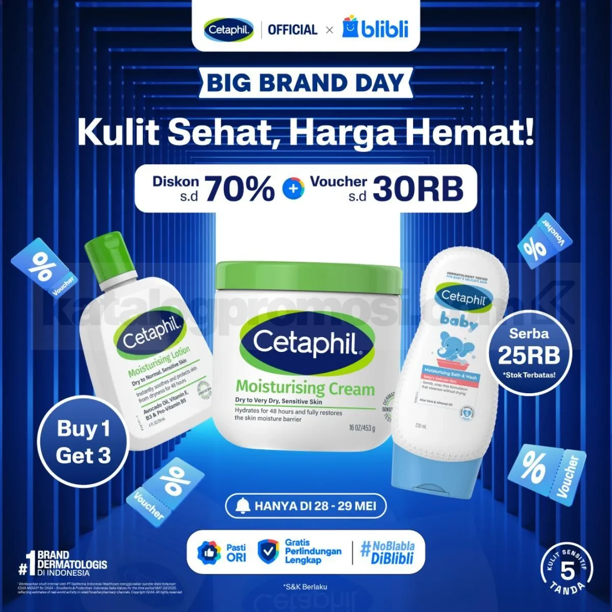 Promo Cetaphil Big Brand Day Diskon hingga 70% Promo Cetaphil Big Brand Day diskon hingga 70% di Blibli untuk skincare kulit sensitif