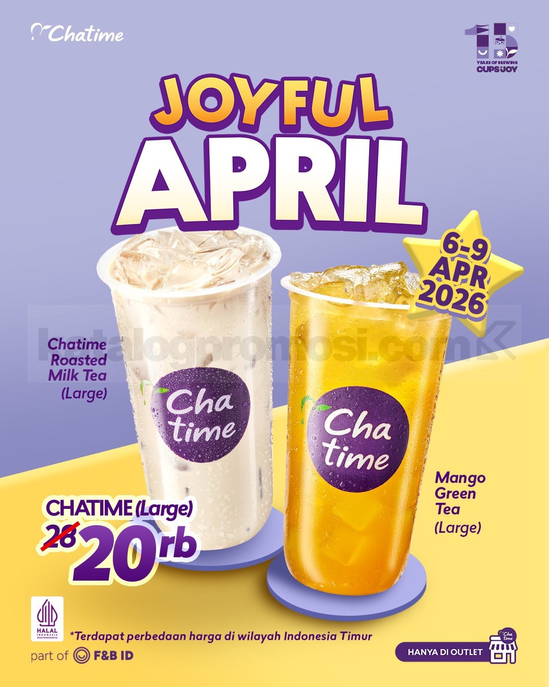 Promo Chatime Joyful April Minuman Large Rp. 20.000 Promo Chatime Joyful April minuman large Rp. 20.000 roasted milk tea mango green tea