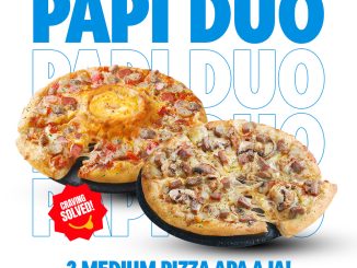Promo Domino's Papi Duo 2 medium pizza Rp. 100.000 hemat 50 persen