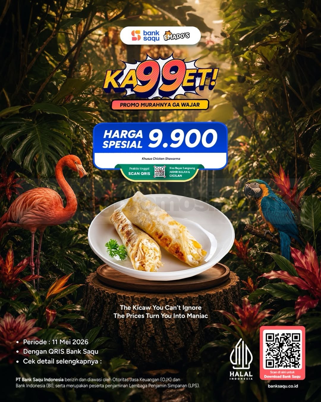 Promo Emado’s Bank Saqu Chicken Shawarma Rp. 9.900 Promo Emado’s Bank Saqu Chicken Shawarma Rp. 9.900 dengan pembayaran QRIS Bank Saqu