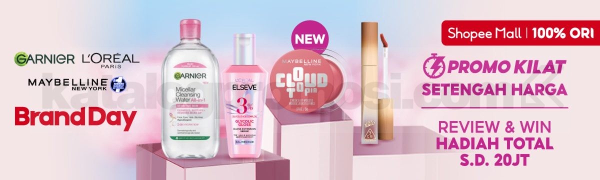 Promo Garnier L'Oréal Maybelline Brand Day Setengah Harga Promo Garnier L'Oréal Maybelline Brand Day setengah harga produk original di Shopee