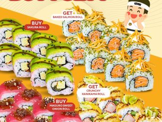 Promo Genki Sushi Beli 1 Gratis 1 Sushi Roll Favorit untuk menu pilihan dine-in