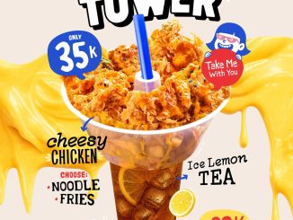 Promo GiggleBox Chicken Cheese Tower Rp. 35.000 dengan pilihan Noodle atau Fries dan Ice Lemon Tea