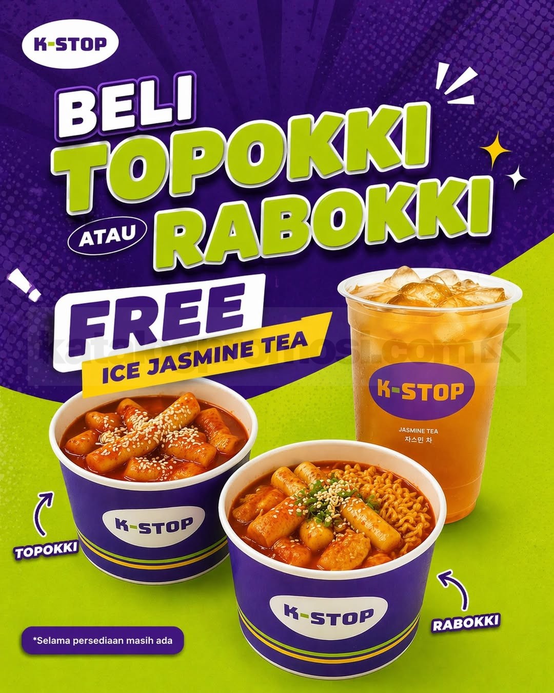 Promo K-Stop Beli Menu Gratis Ice Jasmine Tea Promo K-Stop Beli Menu Gratis Ice Jasmine Tea untuk Topokki dan Rabokki