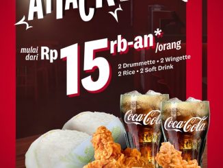 Promo KFC Winger Attack Duo mulai Rp. 15.000 paket ayam nasi dan minum setiap Rabu
