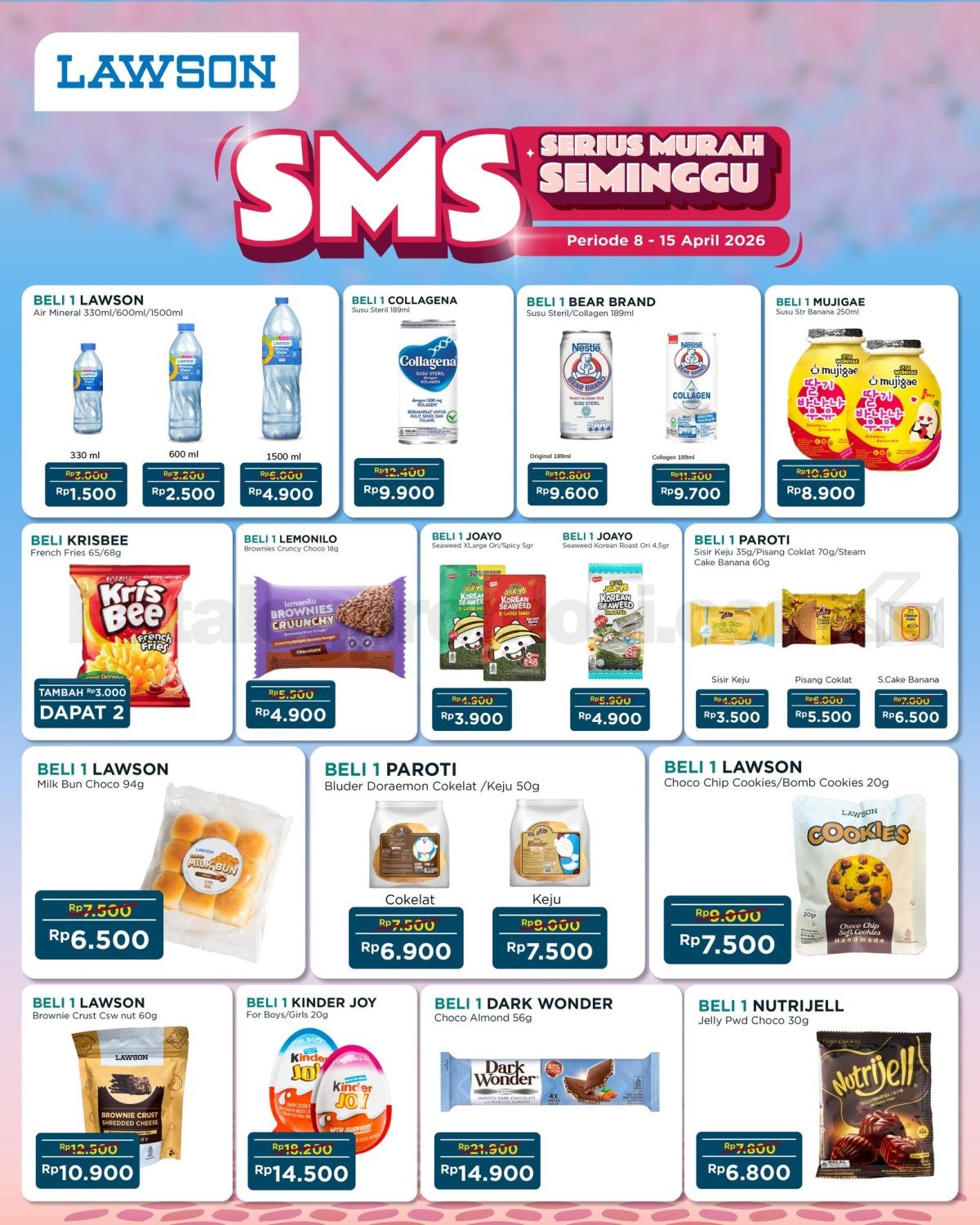 Promo Lawson SMS Serius Murah Seminggu 8-15 April 2026 Promo Lawson SMS Serius Murah Seminggu mulai Rp. 1.500 aneka produk hemat April 2026